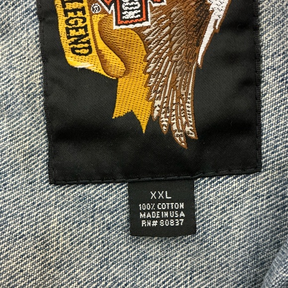 Vintage 1980's Harley Davidson Patriotic American Flag Denim Biker Vest size XXL - Picture 5 of 7